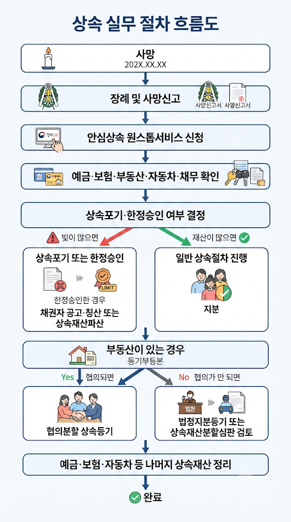 [인천 상속] 부모·배우자 사망 후 사망신고부터 상속등기·상속포기·한정승인까지 전체 절차 관련 이미지