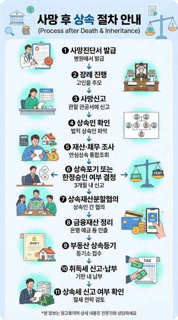 부친 사망 시 상속절차 총정리 | 사망신고부터 상속등기·상속포기까지 한 번에 정리 관련 이미지