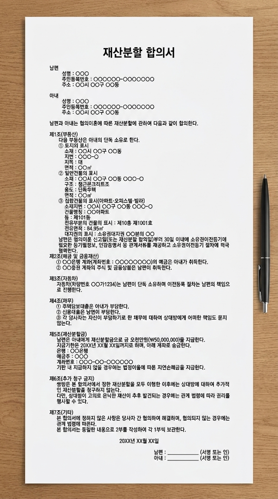 [인천 협의이혼]이혼 합의서 양식 | 재산분할·양육권·양육비 작성 예시 총정리 관련 이미지