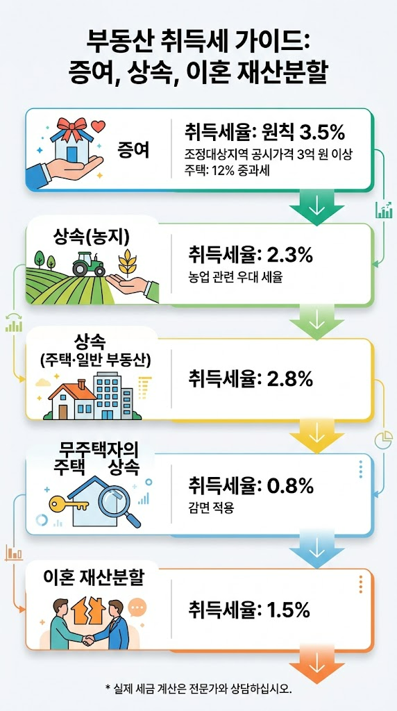 증여·상속·이혼 재산분할 부동산 이전절차 및 취득세 총정리 관련 이미지