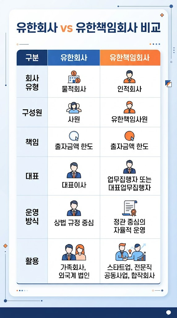 유한회사 vs 유한책임회사 | 차이점부터 회사 종류까지 쉽게 비교 관련 이미지