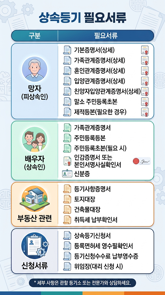 남편 사망 후 배우자 단독상속 절차 총정리|상속등기·은행예금·자동차 이전 필요서류 한 번에 관련 이미지