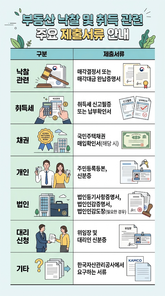 부동산 공매 낙찰 후 소유권이전 절차 총정리한국자산관리공사(KAMCO) 공매 이전등기·필요서류·취득세·명도까지 관련 이미지