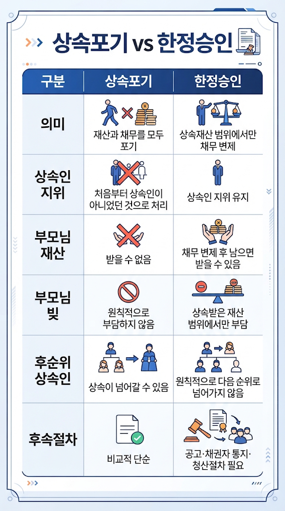 [인천 상속포기] 연락 끊은 부모님 사망 후 빚이 있다면? 상속포기·한정승인·특별한정승인 절차 관련 이미지