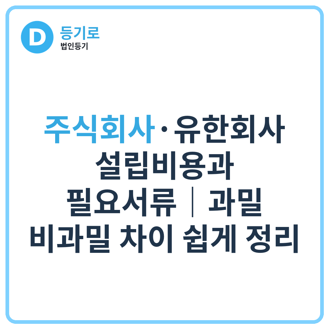 [인천 법인설립] 주식회사·유한회사 설립비용과 필요서류｜과밀·비과밀 차이 쉽게 정리