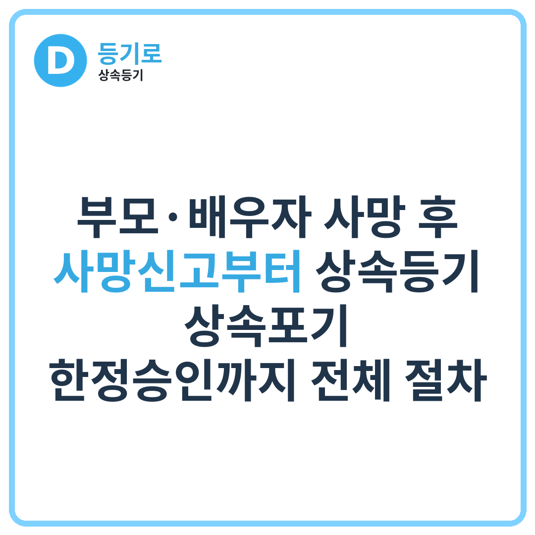 [인천 상속] 부모·배우자 사망 후 사망신고부터 상속등기·상속포기·한정승인까지 전체 절차