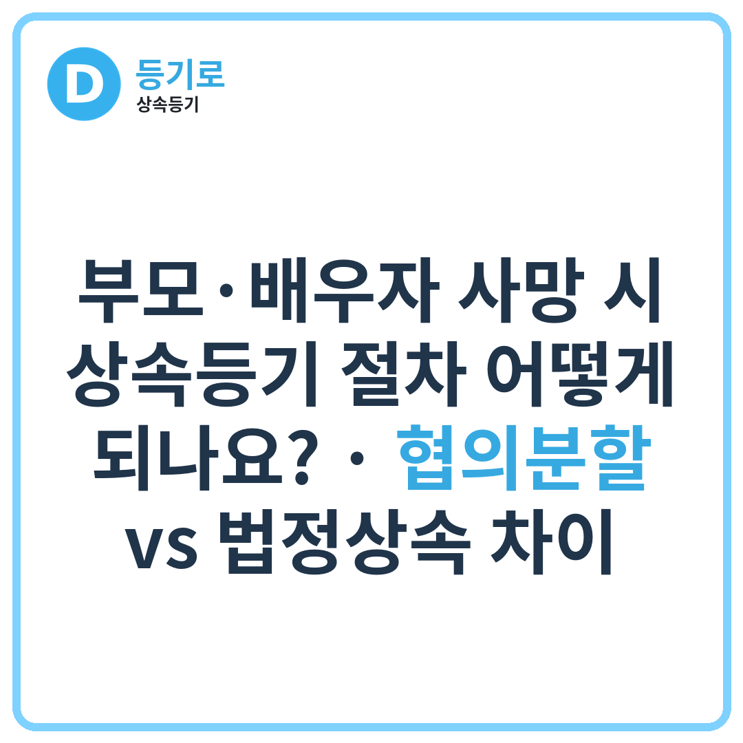부모·배우자 사망 시 상속등기 절차 어떻게 되나요? | 협의분할 vs 법정상속 차이