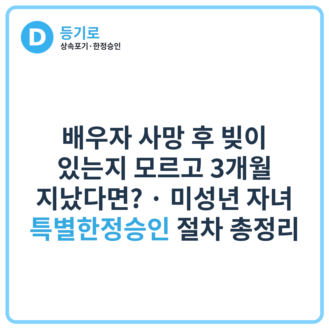 배우자 사망 후 빚이 있는지 모르고 3개월 지났다면? | 미성년 자녀 특별한정승인 절차 총정리