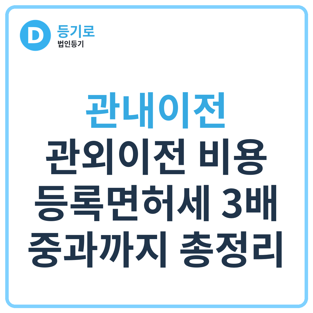 [인천 법인주소이전] 관내이전·관외이전 비용, 등록면허세 3배 중과까지 총정리
